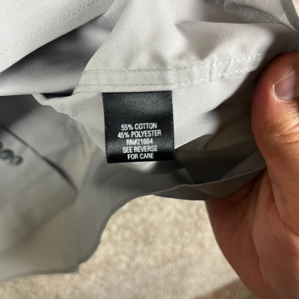 Croft‎ & Barrow Shirt Men's Button Up 18.5 34/35 Long Sleeve Gray Broadcloth NEW - Picture 7 of 13